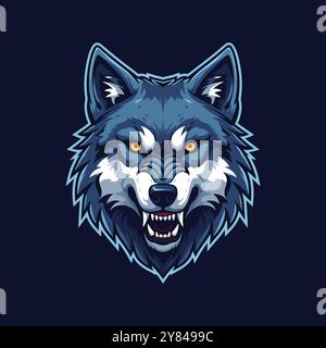 Eine Illustration im Esport-Stil mit einem wütenden Wolfskopf-Logo Stock Vektor