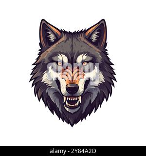 Eine Illustration im Esport-Stil mit einem wütenden Wolfskopf-Logo Stock Vektor