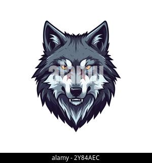 Eine Illustration im Esport-Stil mit einem wütenden Wolfskopf-Logo Stock Vektor