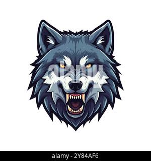 Eine Illustration im Esport-Stil mit einem wütenden Wolfskopf-Logo Stock Vektor