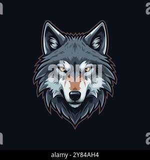 Eine Illustration im Esport-Stil mit einem wütenden Wolfskopf-Logo Stock Vektor