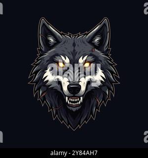 Eine Illustration im Esport-Stil mit einem wütenden Wolfskopf-Logo Stock Vektor