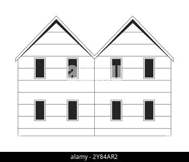 Schwarzes und weißes 2D-Linienobjekt aus Holzscheune Stock Vektor