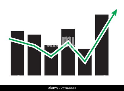 Symbol für Gewinnwachstum. Symbol für wachsendes Diagramm. Fortschrittsbalken Aufwärtstrend. Symbol für wachsendes Diagramm Diagramm Diagramm Zeichen. Unternehmenstabelle. Finanzieller Aufschwung. Vektorabbildung Stock Vektor