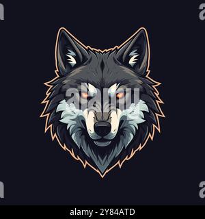 Eine Illustration im Esport-Stil mit einem wütenden Wolfskopf-Logo Stock Vektor