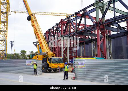 Barcelona, Spanien. Oktober 2024. Barcelona, Spanien, 2. Oktober 2024: Baustelle und Fortschritt des Fußballstadions FC Barcelona Spotify Camp Nou in Barcelona, Spanien. (Daniela Porcelli/SPP) Credit: SPP Sport Press Photo. /Alamy Live News Stockfoto