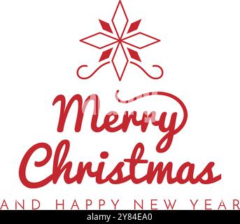 Fröhliche Weihnachten und Happy New Year Text auf weißem Hintergrund Stock Vektor