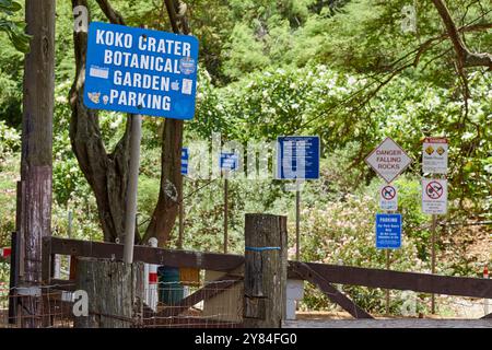 Eingang zum botanischen Garten des Koko Crater Stockfoto