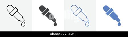 Dropper-Symbol lineare, dünne Symbolgrafiken in Schwarzweiß Stock Vektor