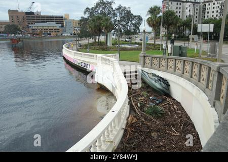 Tampa, FL, USA - 01. Oktober 2024 - Tampa Downtown, nach dem Hurrikan Helene Stockfoto