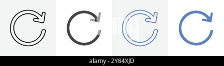 Symbol neu laden Linear dünne Linien Symbolgrafik Schwarzweiß Stock Vektor