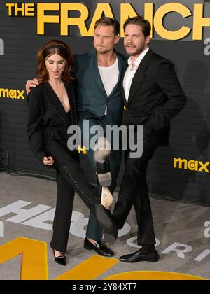 Oktober 2024, Los Angeles, Kalifornien, USA: Aya Cash, Billy Magnussen und Daniel Bruhl nehmen an der HBO-Premiere von „The Franchise“ (Credit Image: © Billy Bennight/ZUMA Press Wire) NUR ZUR REDAKTIONELLEN VERWENDUNG Teil! Nicht für kommerzielle ZWECKE! Stockfoto