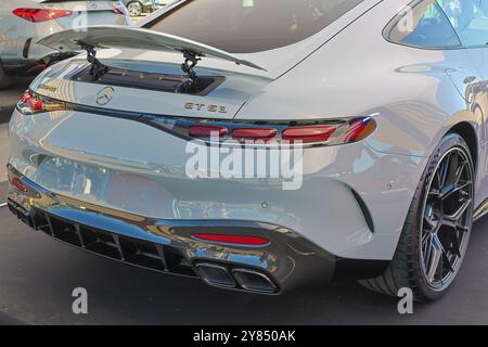 Mercedes amg gt 63 pro 4matic zeigt seinen Rücken und großen Spoiler Stockfoto