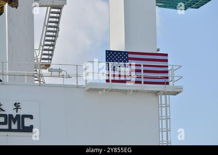 MIAMI BEACH, Florida - 02. OKTOBER: Hafenarbeiter streiken am 2. Oktober 2024 in Miami Beach, Florida in PortMiami, Port Everglades und im ganzen Land Stockfoto