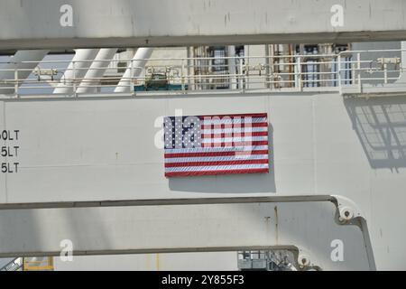 MIAMI BEACH, Florida - 02. OKTOBER: Hafenarbeiter streiken am 2. Oktober 2024 in Miami Beach, Florida in PortMiami, Port Everglades und im ganzen Land Stockfoto