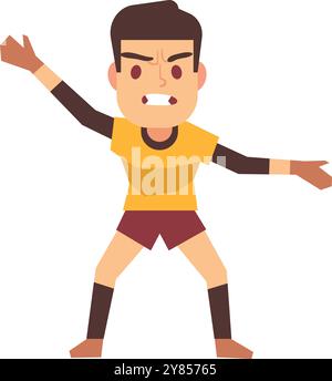 Zeichentrickfigur des Fußballtorhüters. Fußballspieler in Uniform Stock Vektor