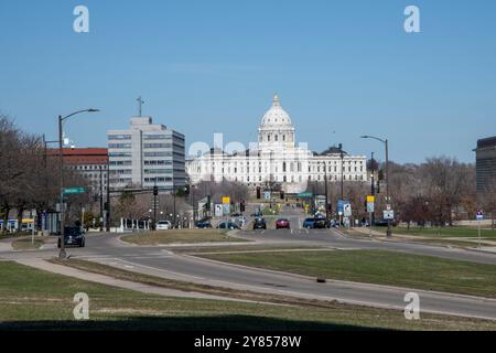 St. Paul, Minnesota. Stadtblick auf das Kapitolgebäude des Bundesstaats Minnesota Stockfoto