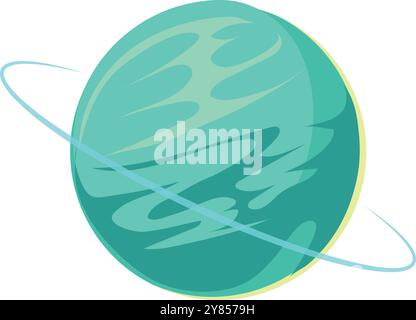 Uranus-Zeichentricksymbol. Planetenillustration des Sonnensystems isoliert auf weißem Hintergrund Stock Vektor