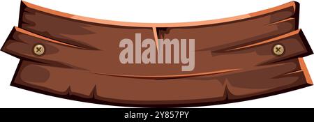 Braune Hartholzdiele. Zeichentrickschablone aus Holz auf weißem Hintergrund Stock Vektor