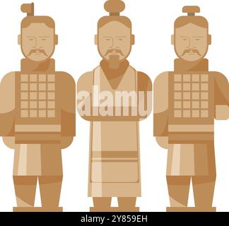 Chinesische Männer in traditionellen Outfits. Ethnische asiatische Charaktere Stock Vektor