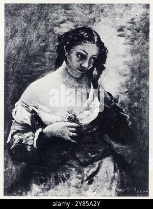 Jean-Baptiste Camille Corot. (1796-1875). Femme à la Rose. 1860-1865 Stockfoto