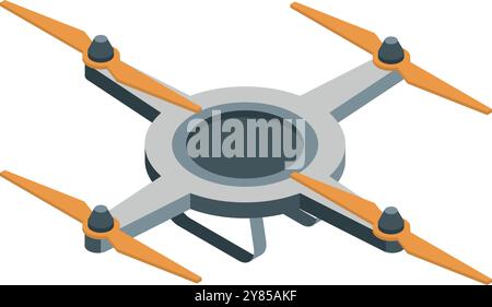 Isometrisches Symbol der Drohne. Fliegender Quadcopter mit vier Propellern Stock Vektor