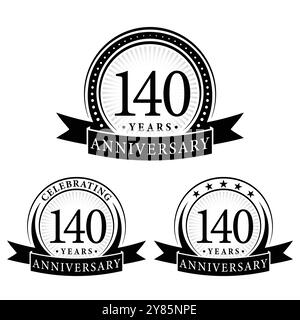 Logokollektion zum 140-jährigen Jubiläum. Set mit Logotypvorlage zum 140. Jahrestag. Vektor und Illustration. Stock Vektor