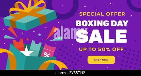 Horizontales Bannerdesign für den Boxing Day Sale Stock Vektor