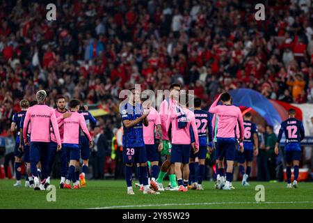 Portugal. September 2024. Javier Serrano Mittelfeldspieler von Atletico Madrid reagierte am 2. Oktober 2024 im Estadio da Luz in Lissabon beim UEFA Champions League-Spiel zwischen SL Benfica und Atletico Madrid. UEFA Champions League - SL Benfica vs Atletico Madrid (Valter Gouveia/SPP) Credit: SPP Sport Pressefoto. /Alamy Live News Stockfoto