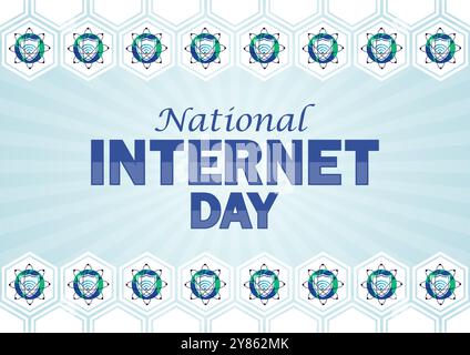 Hintergrund des nationalen Internettags mit Formen und Typografie, Banner, Karte, Poster, Vorlage. Nationaler Internettag, Hintergrund Stock Vektor