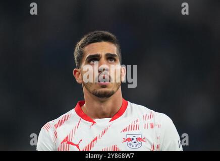 Red Bull Arena, Leipzig, Deutschland. Oktober 2024. Andre Silva von Leipzig während eines Spiels der Champions League Group Phase Tag 2, RB Leipzig gegen Juventus, in der Red Bull Arena in Leipzig. Ulrik Pedersen/CSM/Alamy Live News Stockfoto