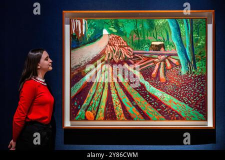 London, Großbritannien. Oktober 2024. DAVID HOCKNEY, More Woldgate Timber, 13. Oktober 2009, Schätzung: GBP 3.800.000-GBP 5.500.000 - Höhepunkte von Christie's 20th 21st Century London Evening Sale. Der Verkauf findet am 9. Oktober 2024 statt. Guy Bell/Alamy Live News Stockfoto