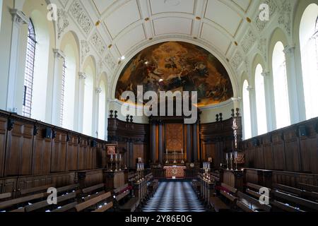 Die Wren Chapel im Royal Hospital Chelsea, entworfen von Sir Christopher Wren, erbaut zwischen 1681 und 1687. Stockfoto