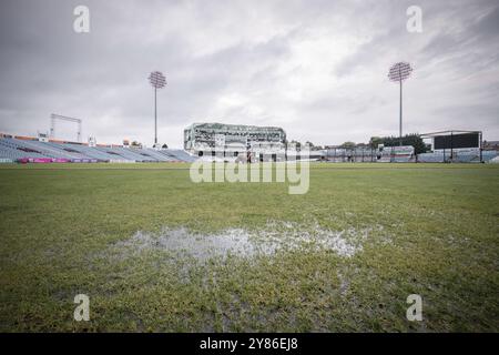 Allgemeine Ausblicke auf das Headingley Stadium, insbesondere auf den Carnegie Pavilion, in dem sich die Büros und die Mediensuite des Yorkshire Cricket Club befinden. Stockfoto