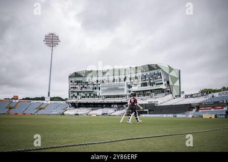 Allgemeine Ausblicke auf das Headingley Stadium, insbesondere auf den Carnegie Pavilion, in dem sich die Büros und die Mediensuite des Yorkshire Cricket Club befinden. Stockfoto