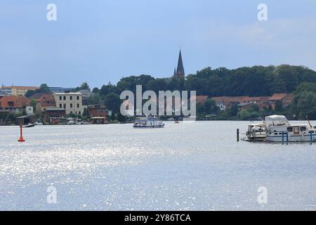 Blick auf den Hafen von Malchow in Mecklenburg Stockfoto