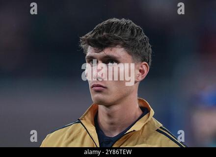 Leipzig, Deutschland. 2. Oktober 2024. Nicolo Savona von Juventus während des Champions League - MD2 Spiels zwischen RB Leipzig - Juventus in der Red Bull Arena, Leipzig, Deutschland. Quelle: Ulrik Pedersen/Alamy Stockfoto