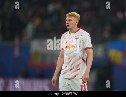 Leipzig, Deutschland. 2. Oktober 2024. Nicolas Seiwald aus Leipzig während des Champions League - MD2-Spiels zwischen RB Leipzig und Juventus in der Red Bull Arena, Leipzig. Quelle: Ulrik Pedersen/Alamy Stockfoto