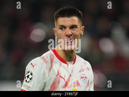 Leipzig, Deutschland. 2. Oktober 2024. Benjamin Sesko aus Leipzig während des Champions League - MD2-Spiels zwischen RB Leipzig und Juventus in der Red Bull Arena, Leipzig. Quelle: Ulrik Pedersen/Alamy Stockfoto