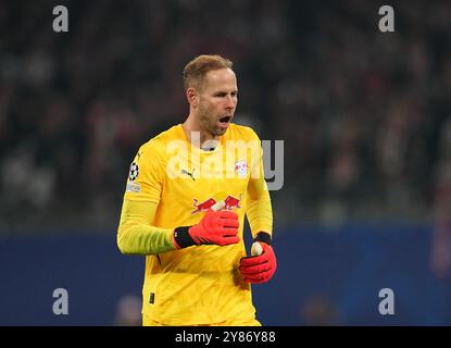 Leipzig, Deutschland. 2. Oktober 2024. Peter Gulacsi aus Leipzig während des Champions League - MD2-Spiels zwischen RB Leipzig - Juventus in der Red Bull Arena, Leipzig. Quelle: Ulrik Pedersen/Alamy Stockfoto