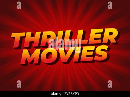 Thriller-Filme. Texteffekt-Design in modernen Farben und 3D-Stil Stock Vektor