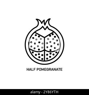 Granatapfelsymbol. Dünne Granatapfelfigur aus der Gemüse- und Obstkollektion. Konturvektor isoliert auf weißem Hintergrund. Bearbeitbarer Granatapfel Stock Vektor