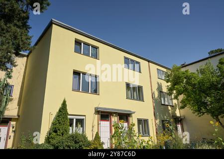 Wohnhaus in der Waldsiedlung Zehlendorf Onkel Toms Hütte, Architekt Bruno Taut, am Hegewinkel, Steglitz-Zehlendorf, Berlin, Deutschland *** Wohnhaus im Zehlendorfer Waldgut Onkel Toms Hütte, Architekt Bruno Taut, am Hegewinkel, Steglitz Zehlendorf, Berlin, Deutschland Stockfoto