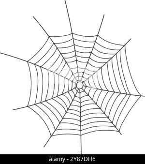 Handgezogenes Spinnennetz. Spinnennetz mit runder Linie Stock Vektor