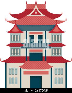 Chinesische Palastfront. Altes traditionelles asiatisches Gebäude Stock Vektor
