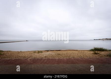 Landschaft am Kurischen Lagune an einem düsteren Tag Stockfoto