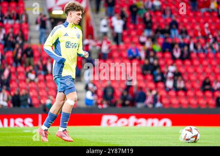 Prag, Tschechische Republik. Oktober 2024. PRAG, 03-10-2024, Eden Arena, Fußball, UEFA Europa League, Saison 2024/2025, Spiel zwischen Slavia Praag und Ajax, Ajax Spieler Jan Faberski Credit: Pro Shots/Alamy Live News Stockfoto