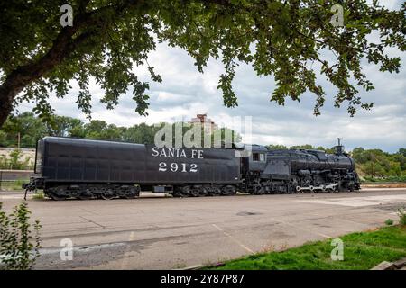 Pueblo, Colorado - Das Pueblo Railway Museum. Das Museum besteht aus einer Außenausstellung neben dem Union Depot und einer Reparaturwerkstatt, die nur wenige Blocks entfernt ist. Stockfoto