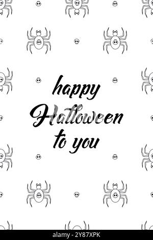 Karte oder Poster mit niedlicher Halloween-Illustration mit Spinnen Stock Vektor