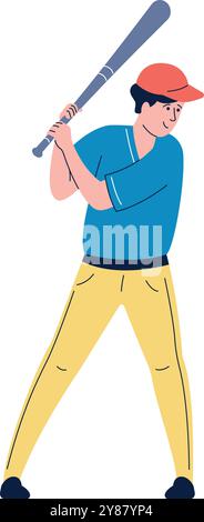 Baseballspieler halten Schläger. Profisportler isoliert auf weißem Hintergrund Stock Vektor